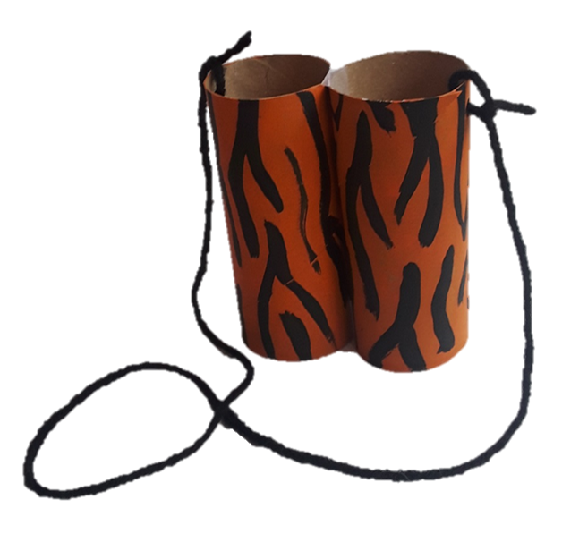 tiger print binocular craft made from toilet paper rolls